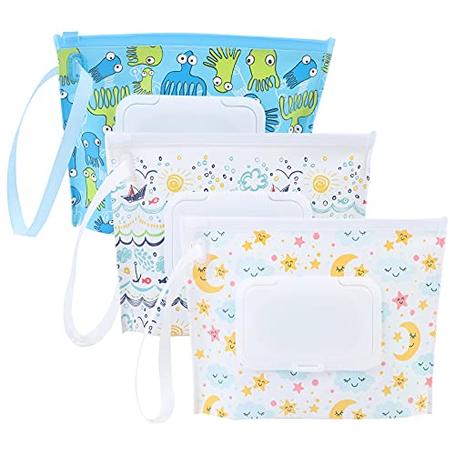 FADACAI 3 unidades reutilizables de toallitas húmedas para bebés, dispensador de toallitas húmedas, toallitas de limpieza portátiles, dispensador de toallitas húmedas para bebés
