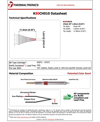 Image of Thermaltronics K80CH010 Chisel 30deg 1.0mm (0.04in)