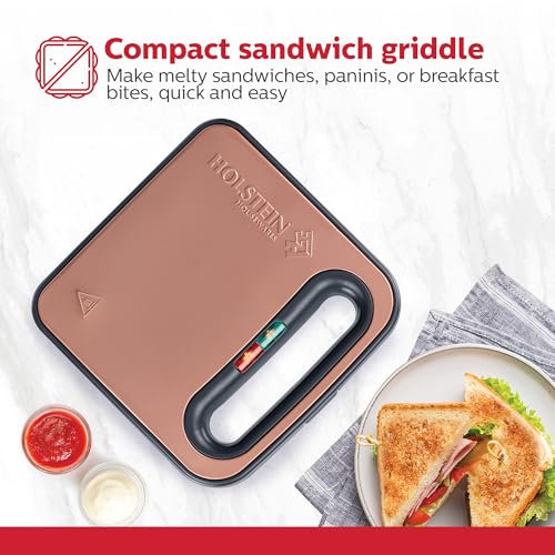holstein housewares 2-sice sandwich griddle non-stick panini press amp breakfast sandwich maker easy clean up perfect for cooking breakfast crispy grilled cheese savory paninis amp sandwiches