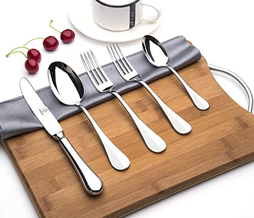 OTW PAVILION Mirror Polished Heavy Duty 1810 Stainless Steel45 Piece Flatware SetService for 8 without Rust