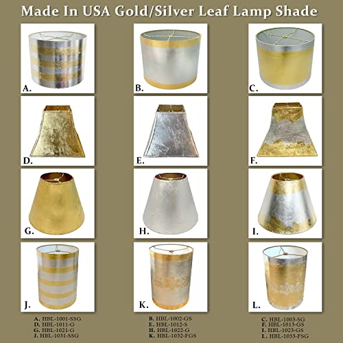 Image of Royal Designs, Inc. Trendy Decorative Handmade Lamp Shade, Made in USA, 14 in, Deep Empire - Silver Leaf