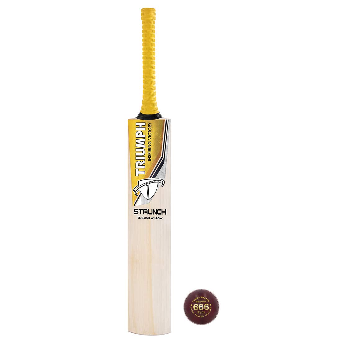 TRIUMPH STAUNCH ENGLISH WILLOW PROFESSIONAL CRICKET BAT FOR MENS | READY TO PLAY | LIGHT WEIGHT WITH TR-666-R CRICKET LEATHER BALL ALLUM TANNED RED