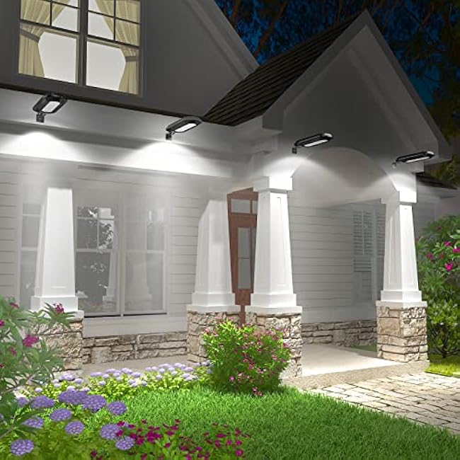 ROSHWEY Solar Gutter Lights 200LM, 18 LED Gutter Solar Lights Outdoor Waterproof, Bright Wall Lamp Christmas Fence Light for Eaves, Garage, Yard, Porch (4 Pack-Cool White Light)