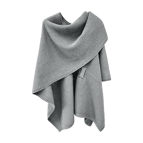 HGps8w Women's Elegant Shawl Wrap - Cross Front Solid Color Poncho Cape - Wrap Topper Knitted Cardigans Sweater Shawls4