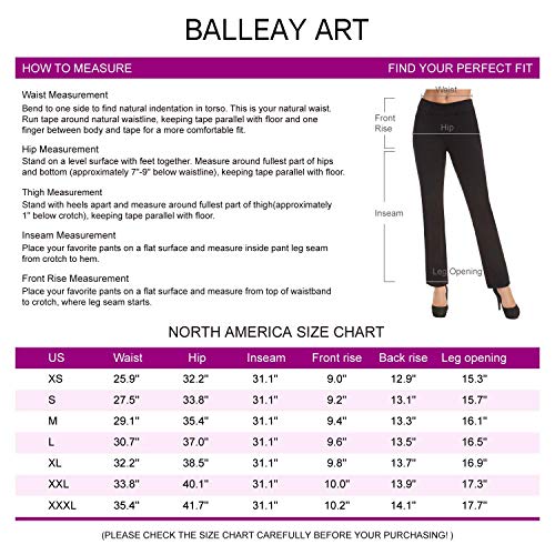 Balleay Art Women’s Work Pull-On Straight Leg Yoga Dress Pants, Belt Loops, Dress Yoga Pants For Office, Long Workout Pants (Black, Medium) #TOP6