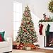 Best Choice Products Christmas Tree Pre-Lit, Pre-Decorated Artificial 7.5ft Frosted Pine Holiday Decoration w/Frosted Tips, Pine Cones, Berries