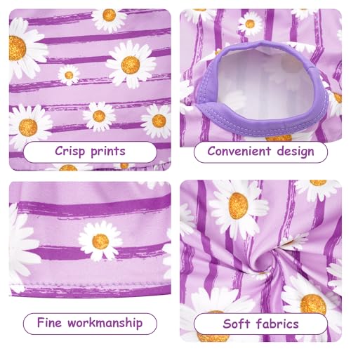 4PCS Dog Dresses Shirts for Small Dogs Girl Female Pink Purple Red Puppies Doggies Kittens Skirts Summer Clothes Pet Apparel Floral Sundress Small Daisy Unicorn Stretchable Outfit S - Image 5