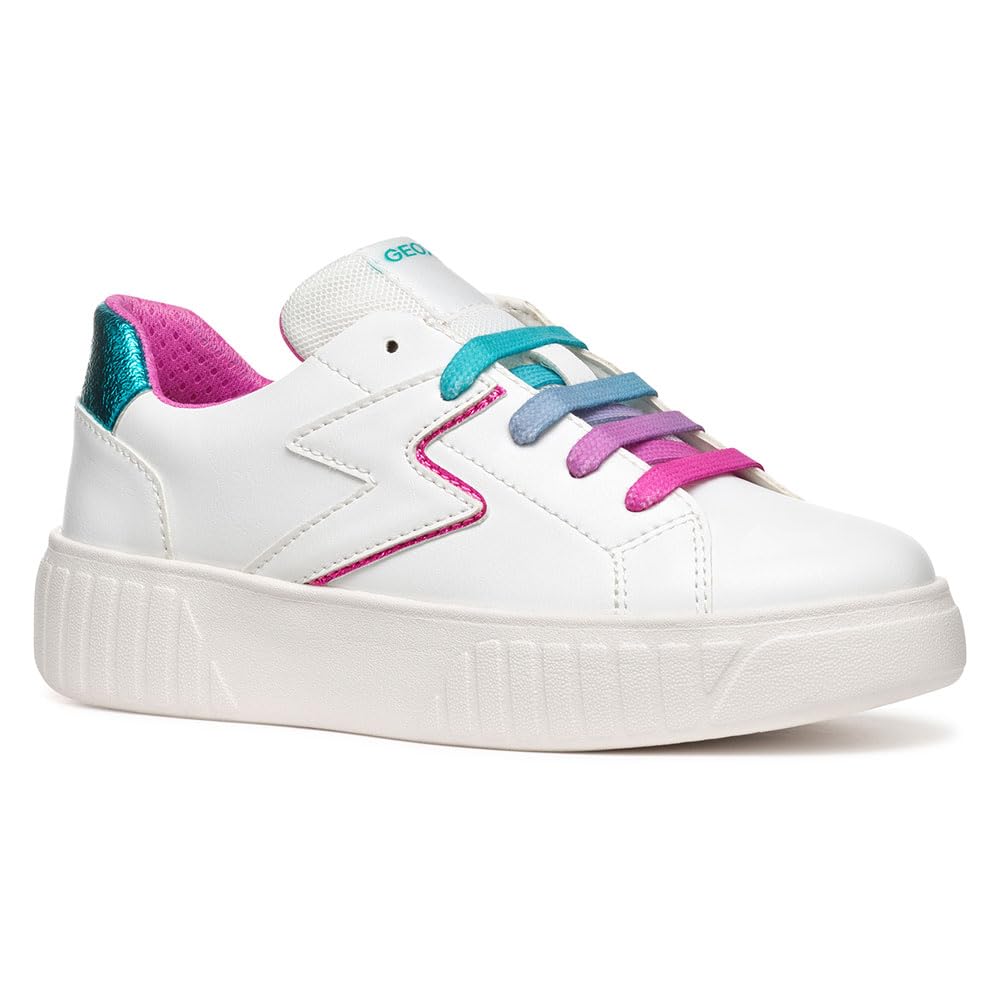 Geox J MIKIROSHI Girl A, Girls’ Sneaker, White/Multicolor,