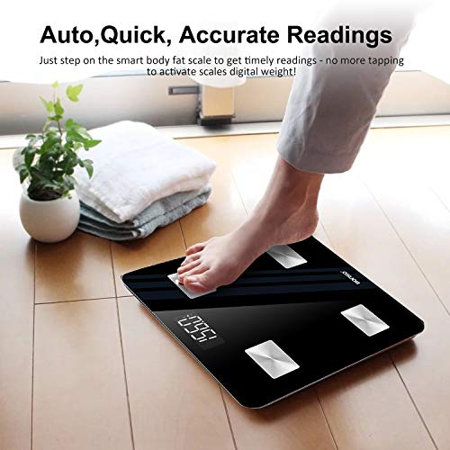BONSO Digital Bathroom Scales Body Weight, BMI Scale with Body Fat, Body Composition Analyzer with Smartphone App sync with Bluetooth, Accurate, Step-On Technology, 400 lbs