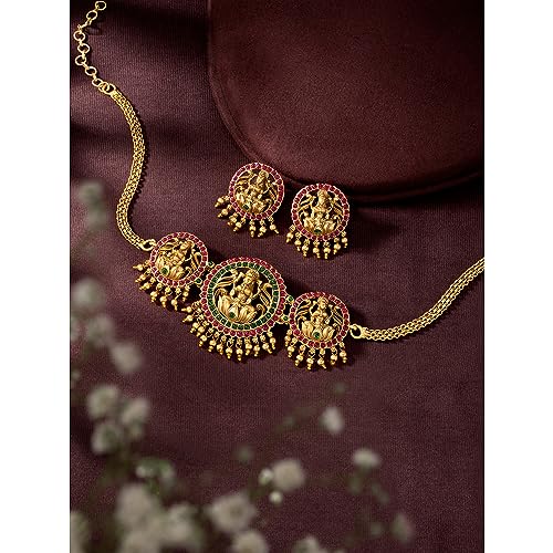 Image of Peora Gold Plated Bridal Jewellery Set with Kamarband Gift for Women Indian Traditional Ethnic Wedding