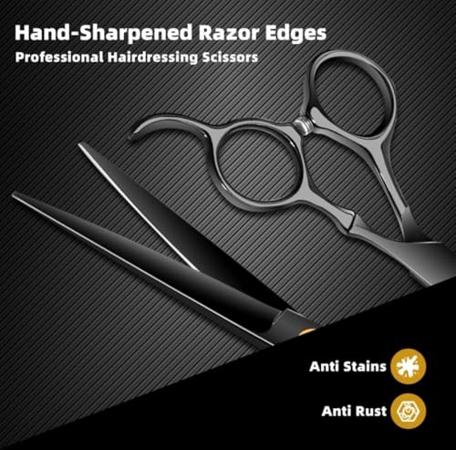 Image of Professional Hair Shears 6.5 inch Black Blind Hole Sharp Hair Scissors Hair Cutting Scissors Barber Scissors Barber Shears Haircut Scissors