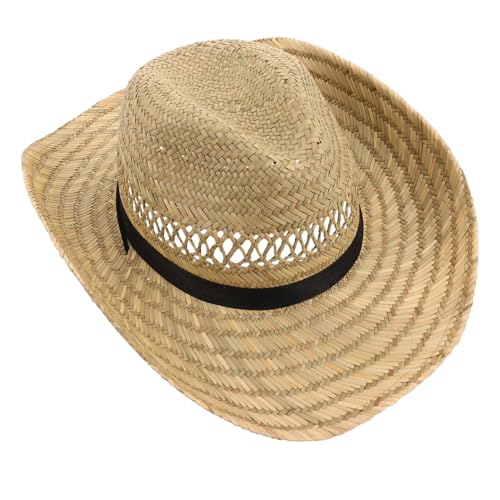 WOFASHPURET Sombrero de Paja Artesanal de ala Ancha para Hombre Protección Solar UV Diseño Mano Transpirable y Ligero para Playa Senderismo y Uso Diario