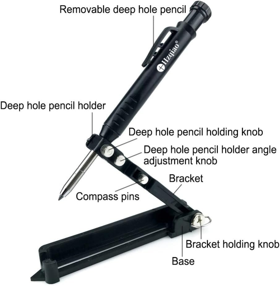 3 Wood Scribe Tool Woodworking Multi-function Scribing Tool Contour Duplicator with Deep Hole Pencils for Construction Scriber - Incl. 21 Leads + Sharpener