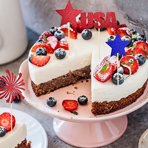 4Th Of July Cupcake Toppers Independence Day Decorations Patriotic Cupcake Picks For Party Supplies National Memorial Day American Flag Design Bake Favors Cheerleader Photo Props For Adults 18Pcs #TOP4