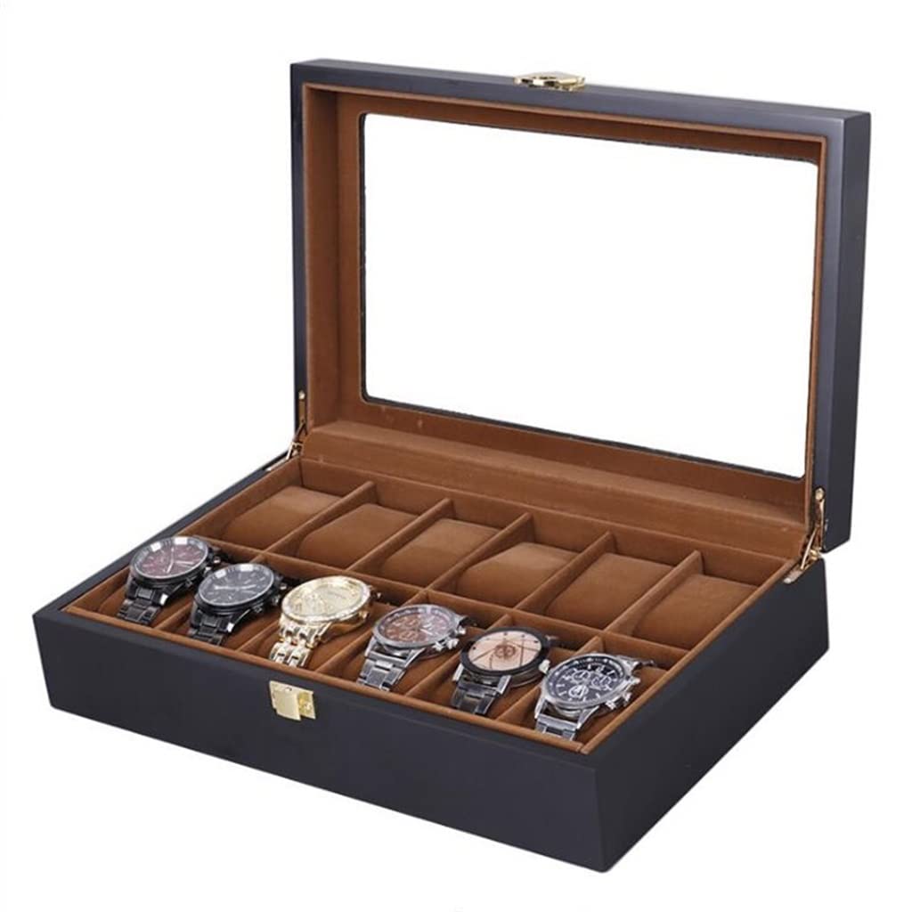 Uhrenbox 12 Mesh Schwarz Matt Gehäuse Box Organizer Box Herrenuhr Damen Schmuckschatulle Display