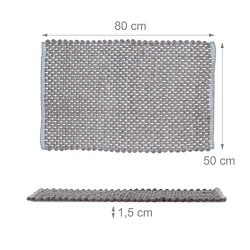 Relaxdays Grey Bathmat, Non-Slip Bathroom Mat, Anthracite, Washable, Carpet Runner in 50x80 cm, Rug