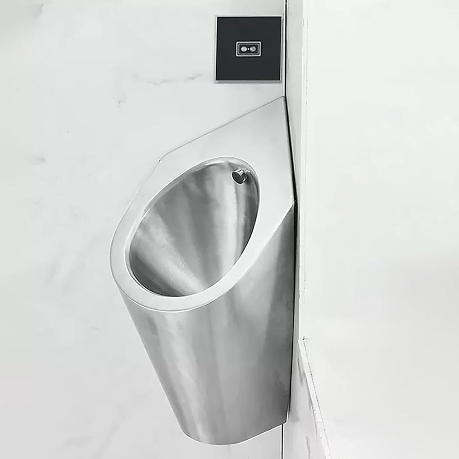 Wall Mounted Sensor Urinal, Spill Proof Urinal with Sensor Flush Valve, Commercial Men's Flushing Urinal, 304 Stainless Steel Urinal, Automatic Flush, Save Spac