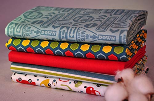 Cruiser Blvd Blue Signs 5 Fabric Fat Quarters by Sheri McCulley Studio for Riley Blake