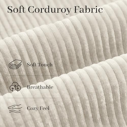 Image of Corduroy Sectional Couch, 4 Seater 149.2 inch Cloud Couch, Modular Deep Seat Sofa with Pillows for Living Room, Apartment, Beige