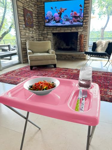 Image of Folding TV Tray Table, Portable, Sturdy, Pink (Set of 2)