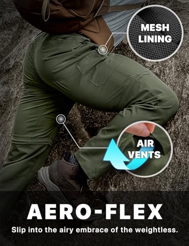 Image of CQR Men's Convertible Cargo Tactical Pants, Water Resistant Outdoor Hiking Pants, Zip Off Lightweight Stretch Work Pants