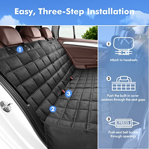 Hundedecke Auto Rückbank 4-in-1, 100% Wasserdicht, Rücksitz mit Seitenschutz, Hundesitz Auto Rückbank für PKWs, LKWs, und SUVs, Kratzfeste rutschfeste Autoschondecke Hundedecke Rücksitz