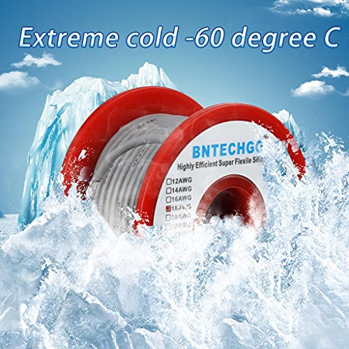 Image of BNTECHGO 18 Gauge Silicone wire spool 50 ft Gray Flexible 18 AWG Stranded Tinned Copper Wire | Flexible 18 AWG Stranded Wire Silicone Rubber Insulation For RC Models, Drone, Robot, Battery, EV Charger, 3D Printer, DIY