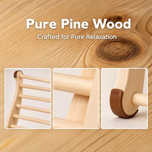 2PCS Wooden Sauna Backrest, Ergonomic S-Shape Pine Wood Sauna Backrest with Anti-Slip Foot Pads, Comfortable Lumbar Support Sauna Accessories for Barrel, Infrared or Indoor Sauna - Image 3
