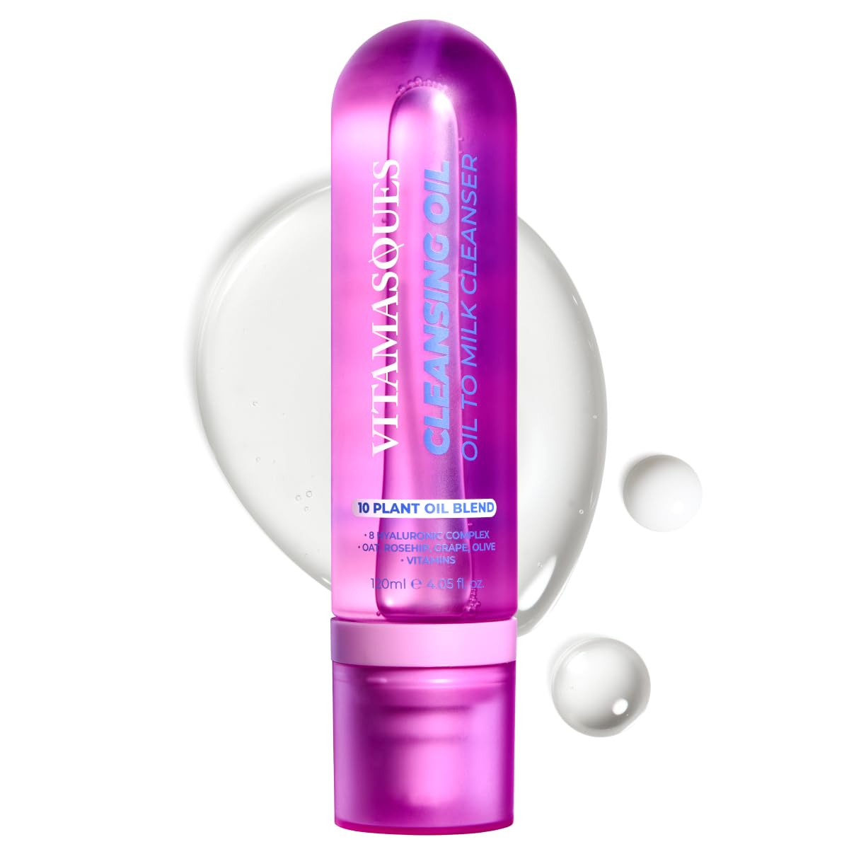 Vitamasques Oil to Milk Cleanser Face Wash for Women, Korean Cleansing Oil, Skincare Makeup Remover with 10 Plant Oils
