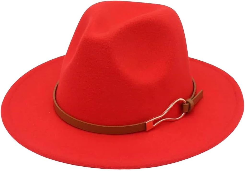 Womens Wide Brim Fedora Hat with Belt Buckle Detail British Style Design for Dance Performances and Wedding Events
