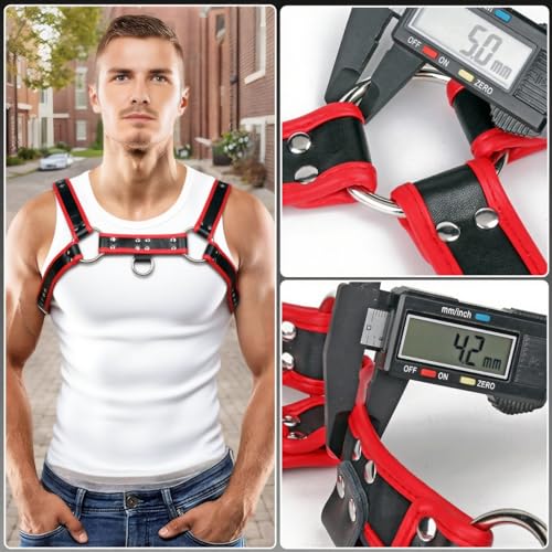 Men's Chest Harness Belt, Thickened PU Leather Body Harness Belt for Men, Adjustable Male Punk Chest Shoulder Harness Muscle Show Fashion Costumes for Cosplay Party3