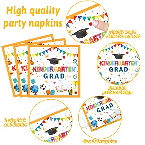 Image of Kindergarten Graduation Party Supplies Pre-K Grad Tableware Set Preschool Graduation Plate Napkin Kindergarten Disposable Paper Dinnerware Kit for Graduate Party decoration Favor 24 Guest (White)