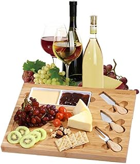 Homemaxs Cheese Board and Knife Set, Bamboo Charcuterie Platter Set with Classy Set