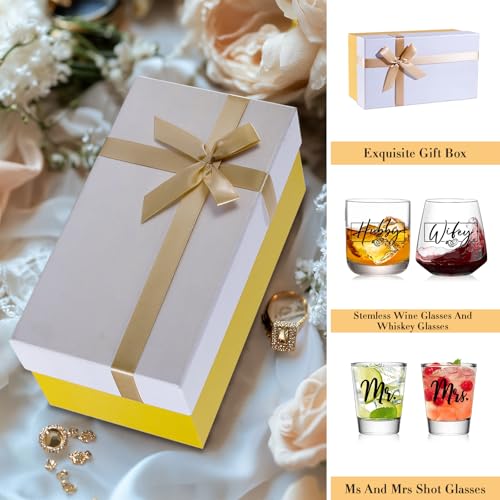 JOVGANK Wedding Gifts for Couples 2026, Bridal Shower Gifts, His and Hers Glass, Mr and Mrs Shot Glass, Hubby and Wifey Gift, Anniversary Couples Gift for Bride and Groom - Image 4