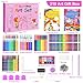 Timart Art Supplies, 210-Piece Drawing Art Kit, Gifts Kids Art Set with Double-Sided Easel, Non-Toxic Art Supplies for Girls & Boys, Drawing Set with Watercolor, Crayons for Young Artists-Pink