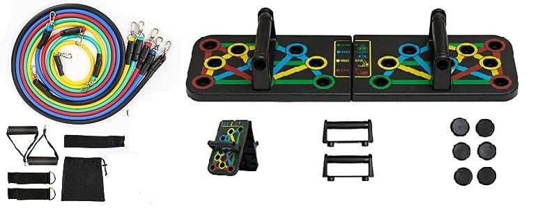 ShopiMoz Stretching, and Workout Toning Tube Kit with Foam Handles, Door Anchor, Ankle Strap, and Carrying Bag for Men, Women with 14 in 1 Home Workout Pushup Board, Pushup Bar System (B0CG3JJB8K) Amazon Price History, Amazon Price Tracker
