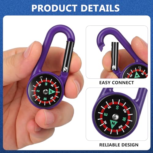 STOBOK 24 pcs llavero brújula con mosquetón metálico, brújula pequeña para bolsillo, clip portátil, brújula mini para senderismo, camping y emergencias miniatura 4