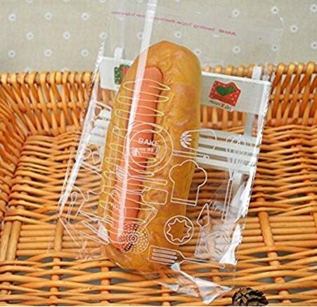 Sacchetti trasparenti in cellophane per plum cake, confezioni per croissant, sacchetti per panini, sacchetti per biscotti, sacchetti autoadesivi, sacchetti richiudibili - 50 pezzi per set - Italia