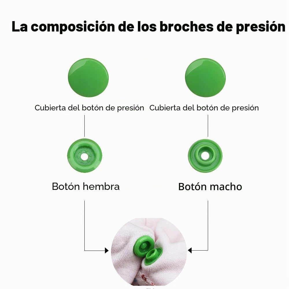 Botones a Presión Broches de Resina Plástica T5, 24 colores + Herramientas de Instalación