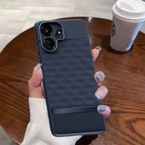 Image of Pikkme Back Cover for Redmi 13c 4G / Redmi 13c 5G / Poco C65 Camera Protection 3D Hexa Cube Design Silicone Protective Bumper Case (Blue)