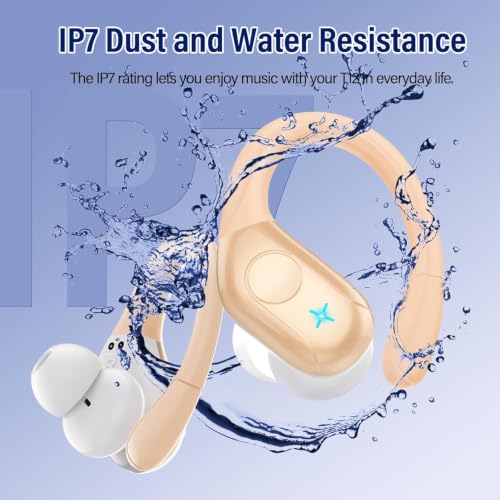 Image of 75H Sports Wireless Earbuds Bluetooth 5.4 Headphones Stereo, Light Brown