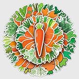 50Pcs Aesthetic Carrot Stickers,Waterproof Vinyl Fresh Orange Vegetable Garden Carrot Stickers for Journaling,Laptop,Water Bottle,Planner,Scrapbook,Phone Case,Luggage,Skateboard,DIY Decor