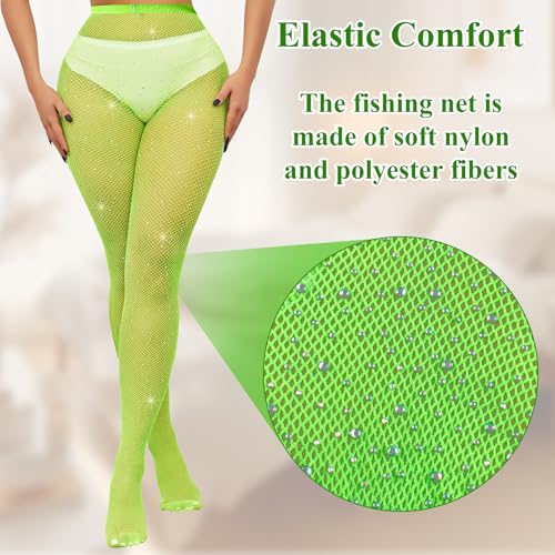 Sparkly Fishnets Tights,Sexy Rhinestone Stockings for Women,High Waist Fish nets Pantyhose Leggings3