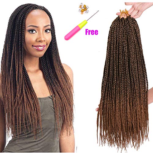14 Inch 7 Packs/Lot 1B/30 Color 22 Strands/Pack 3S Box Braids Senegalese Twist Ombre Box Braid Crochet Hair Blonde Hair Extensions (14, T1B/30)