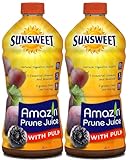 Sunsweet Amazin Prune Juice with Pulp - 32 oz Bottle - Pack of 2 - Fat Free - Gluten Free - Vegan - High in Natural Minerals and Dietary Fiber - Natural Digestive Help