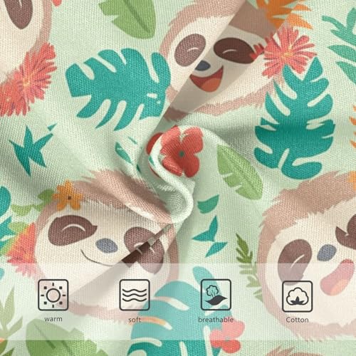 Wusikd Cute Sloth Tropical Leaves Flowers Girls' Underwear Cotton Girls Briefs Soft Toddler Underwear 2T3