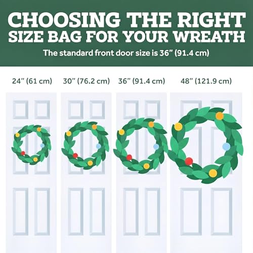 Image of ZOBER 2 Pack Oxford Christmas Wreath Storage Container 48 Inch - Wreath Bag for Artificial Wreaths Box - Waterproof Fabric, Dual Zippered Wreaths Storage Bag With Strong Durable Handles - Red