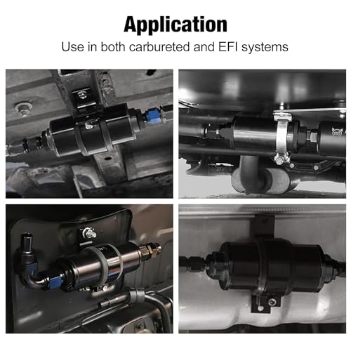 EVIL ENERGY Inline Fuel Filter 100 Micron with Barb 1/2", 3/8", 5/16" Fitting Adapter 50MM Universal Aluminum Black, for Gasoline, Diesel, Rubber Fuel Line, Car EFI & Carb Fuel Systems by EVIL ENERGY - Used condition - Image 8