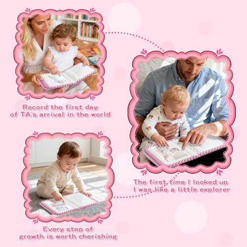 Baby's My First Photo Album-부드러운 아기 사진첩, 신생아, 유아, 베이비 샤워를 위한 아기에게 안전한 거울이 있는 17 4x6 사진 보관 — 사진 5