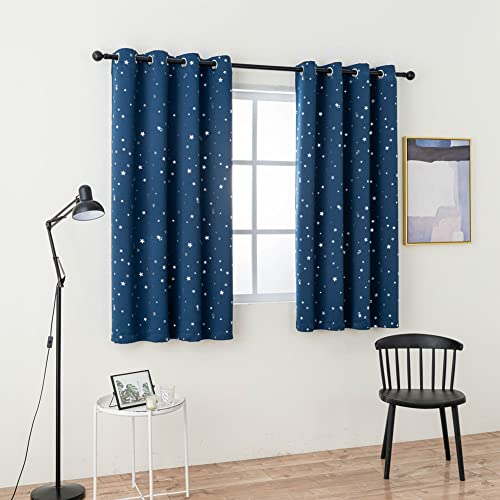Mangata Casa Star Blackout Curtains For Bedroom- Cute Window Curtain Panels With Grommet For Kids Room-Drapes For Nursey Living Room 63 Inch Length 2 Panels(Navy,52X63In) #TOP6